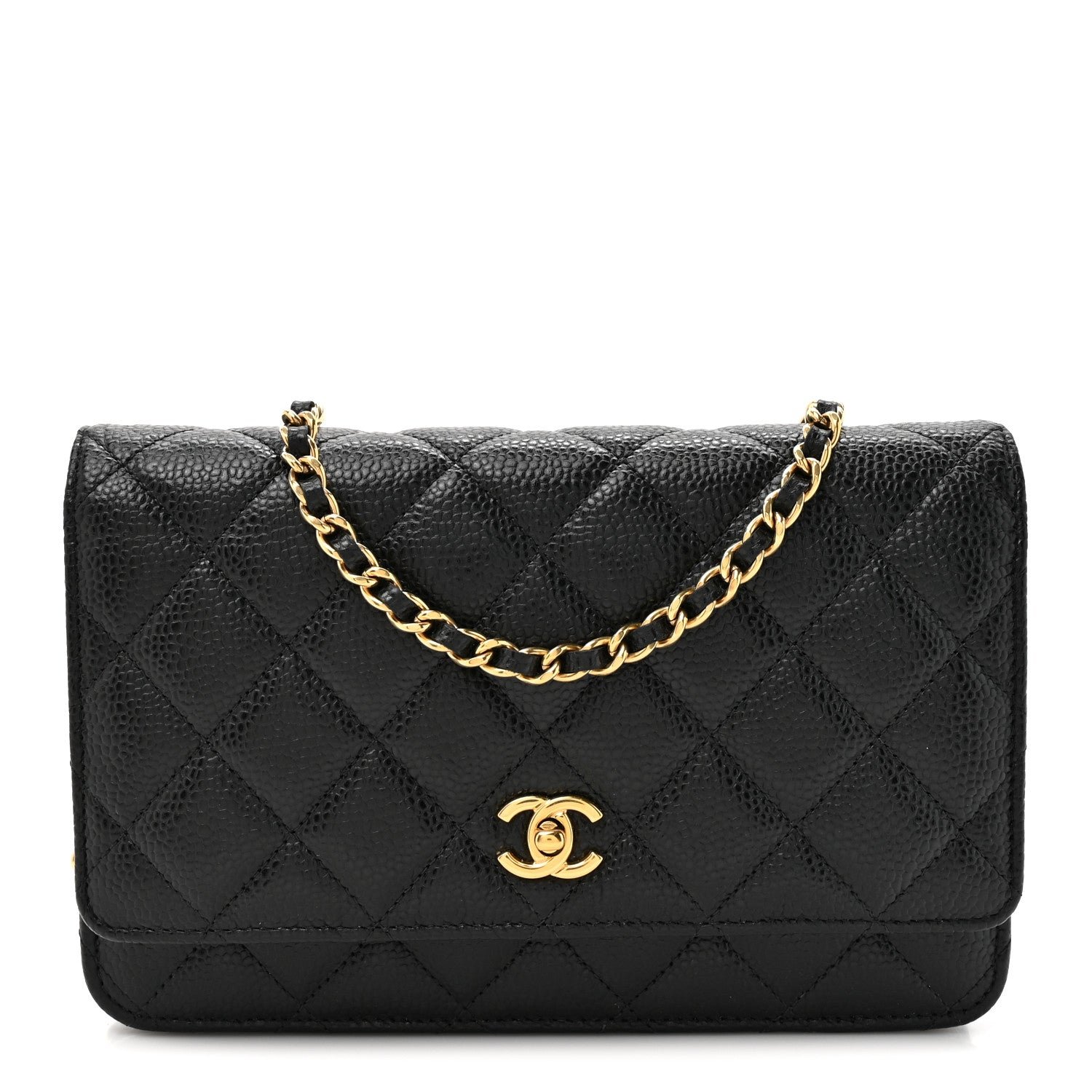Chanel Caviar Quilted CC Turnlock Wallet On Chain WOC Black