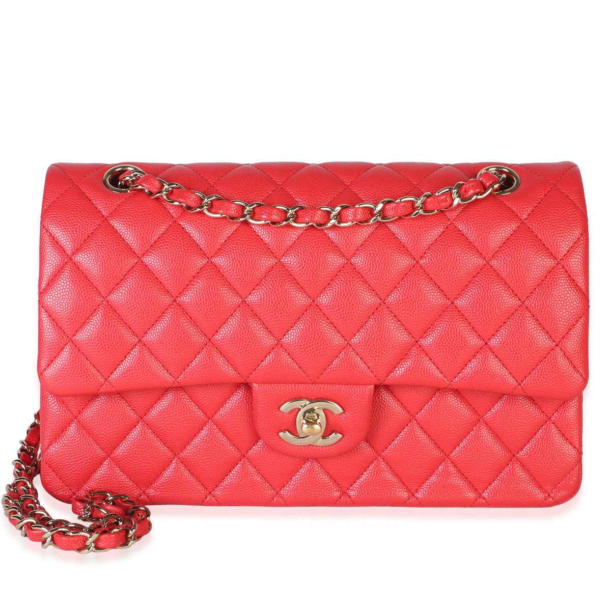 Chanel Red Quilted Caviar Medium Classic Double Flap Bag