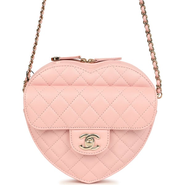 Chanel Chanel CC In Love Large Heart Bag with Chain Light Pink Lambskin Light Gold Hardware