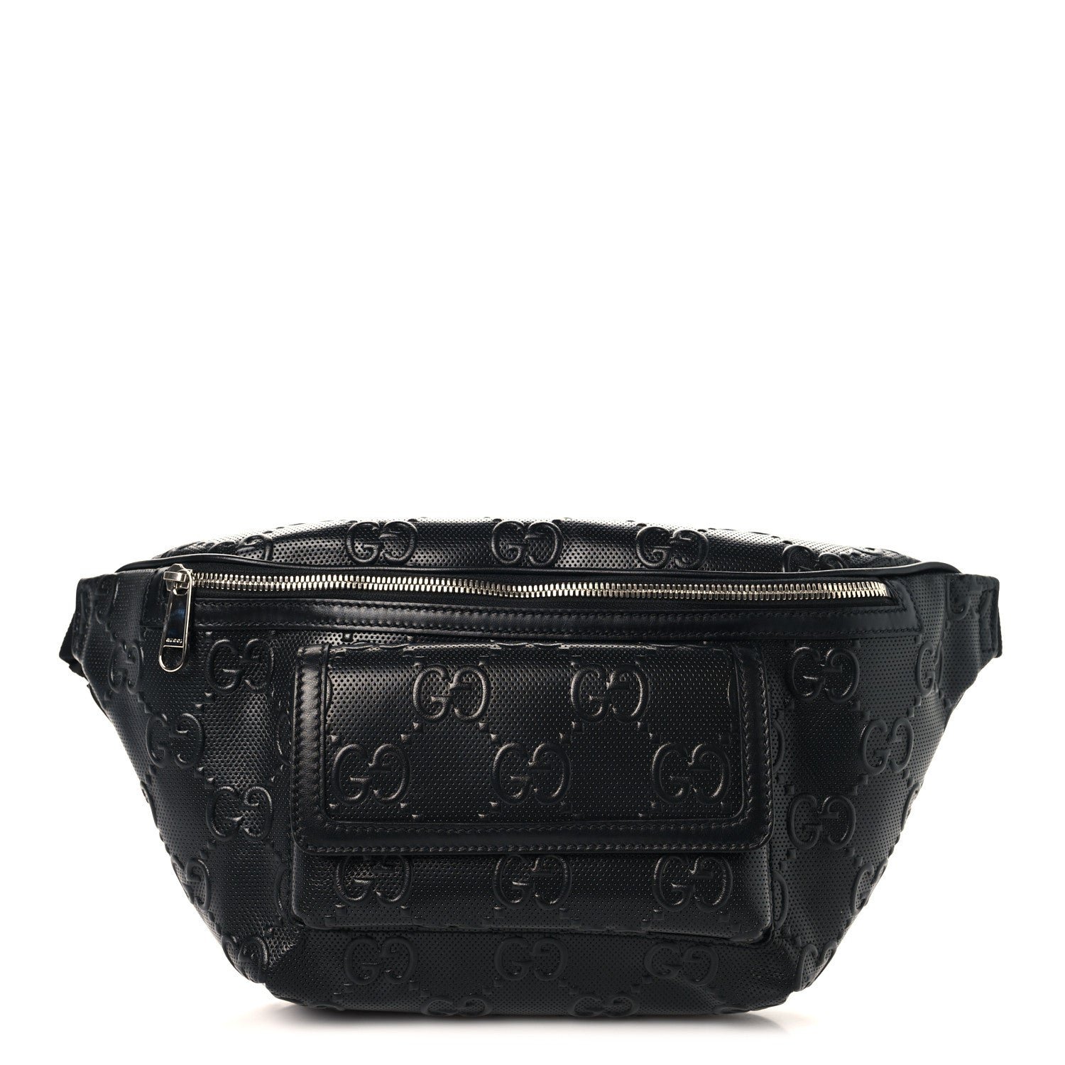 Gucci Calfskin GG Tennis Embossed Pocket Belt Bag Black