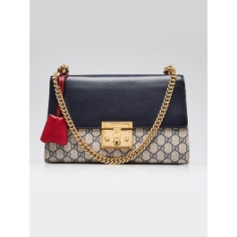 Gucci Blue GG Supreme Coated Canvas Padlock Medium Shoulder Bag