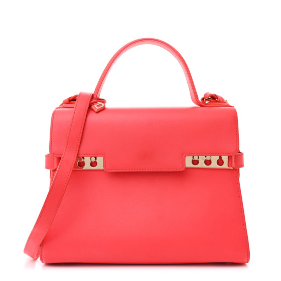 Delvaux Calfskin MM Tempete Satchel Coral