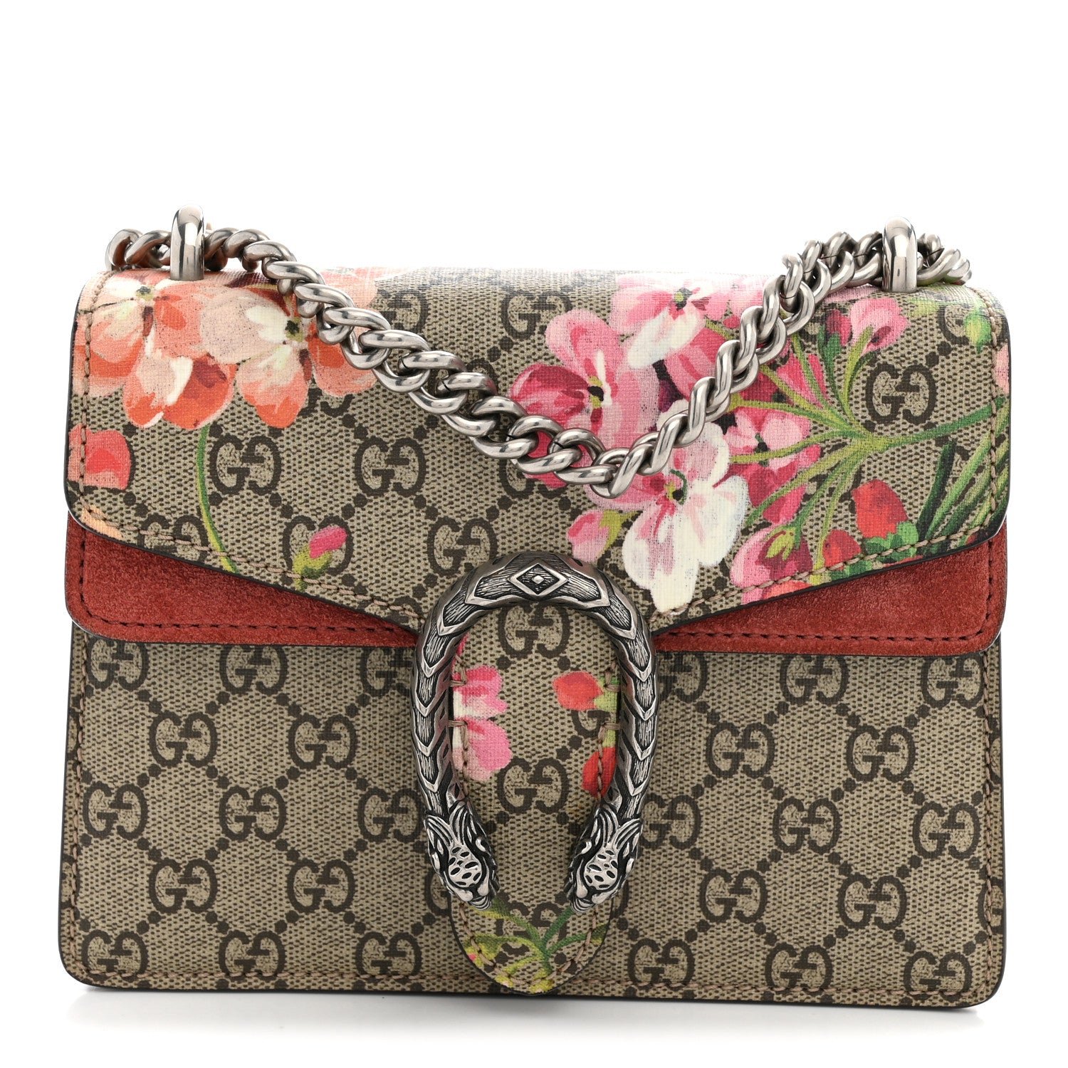 Gucci GG Supreme Monogram Blooms Mini Dionysus Shoulder Bag Beige Multicolor Dry Rose