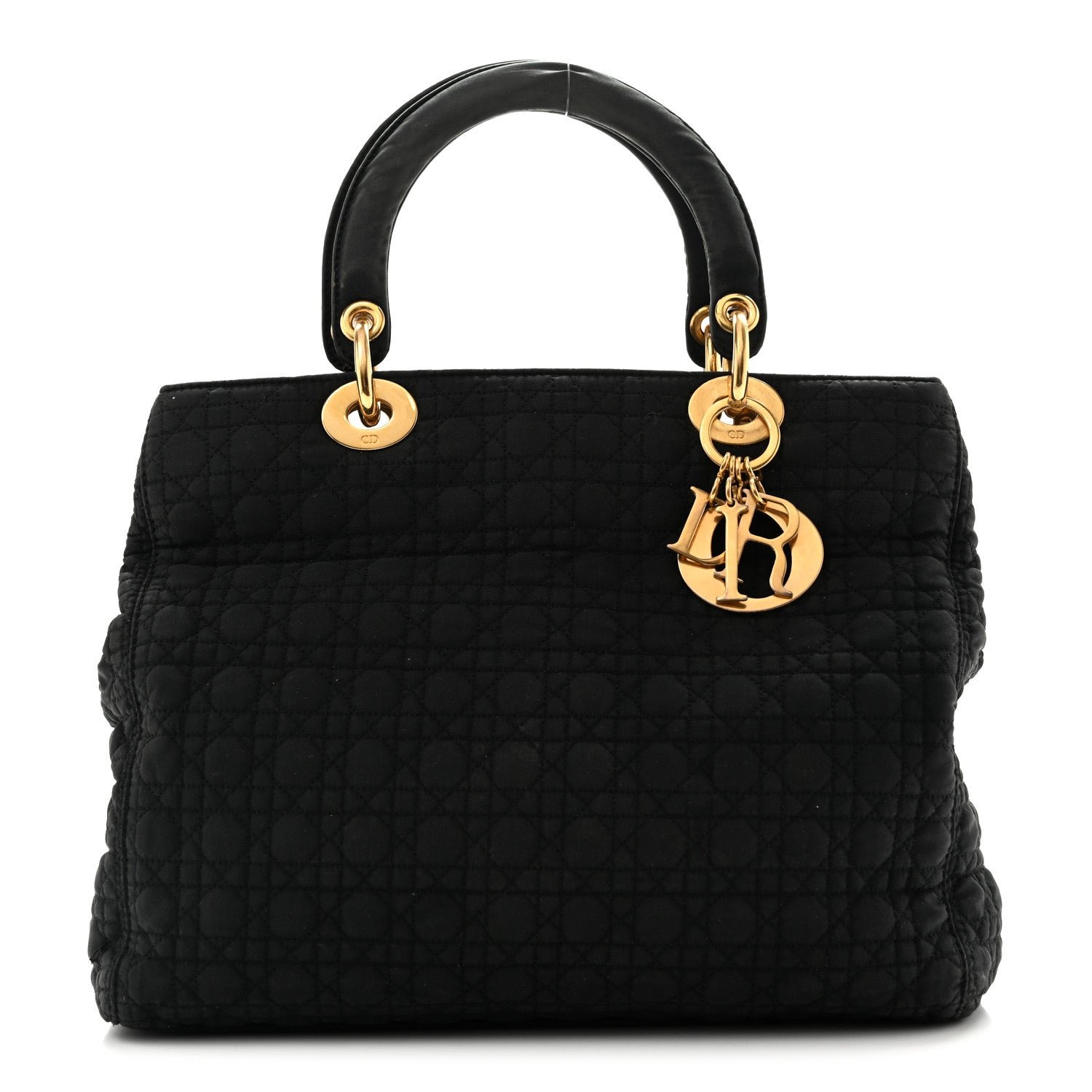 Dior Christian Dior Nylon Cannage Large Lady Dior Black