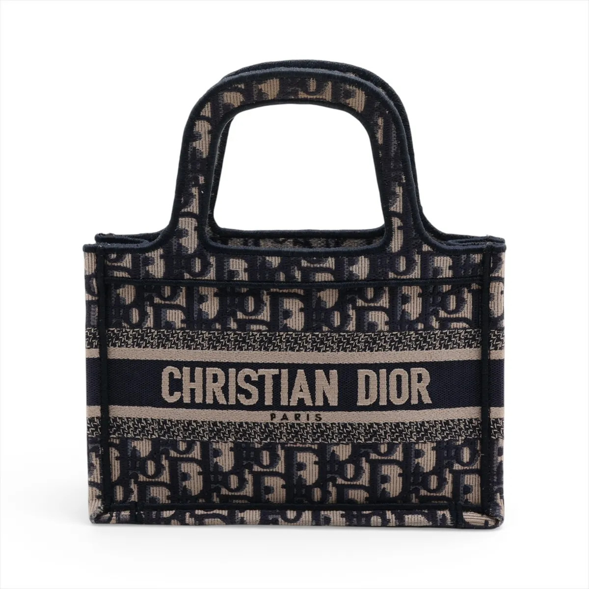 Christian Dior Oblique Mini book tote canvas Tote bag Navy Blue