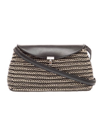 Leather Toteme T-Lock Woven Leather Clutch Bag Mini