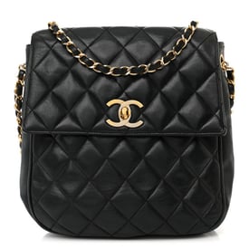 Chanel Lambskin Quilted Mini Flap Shoulder Bag Black