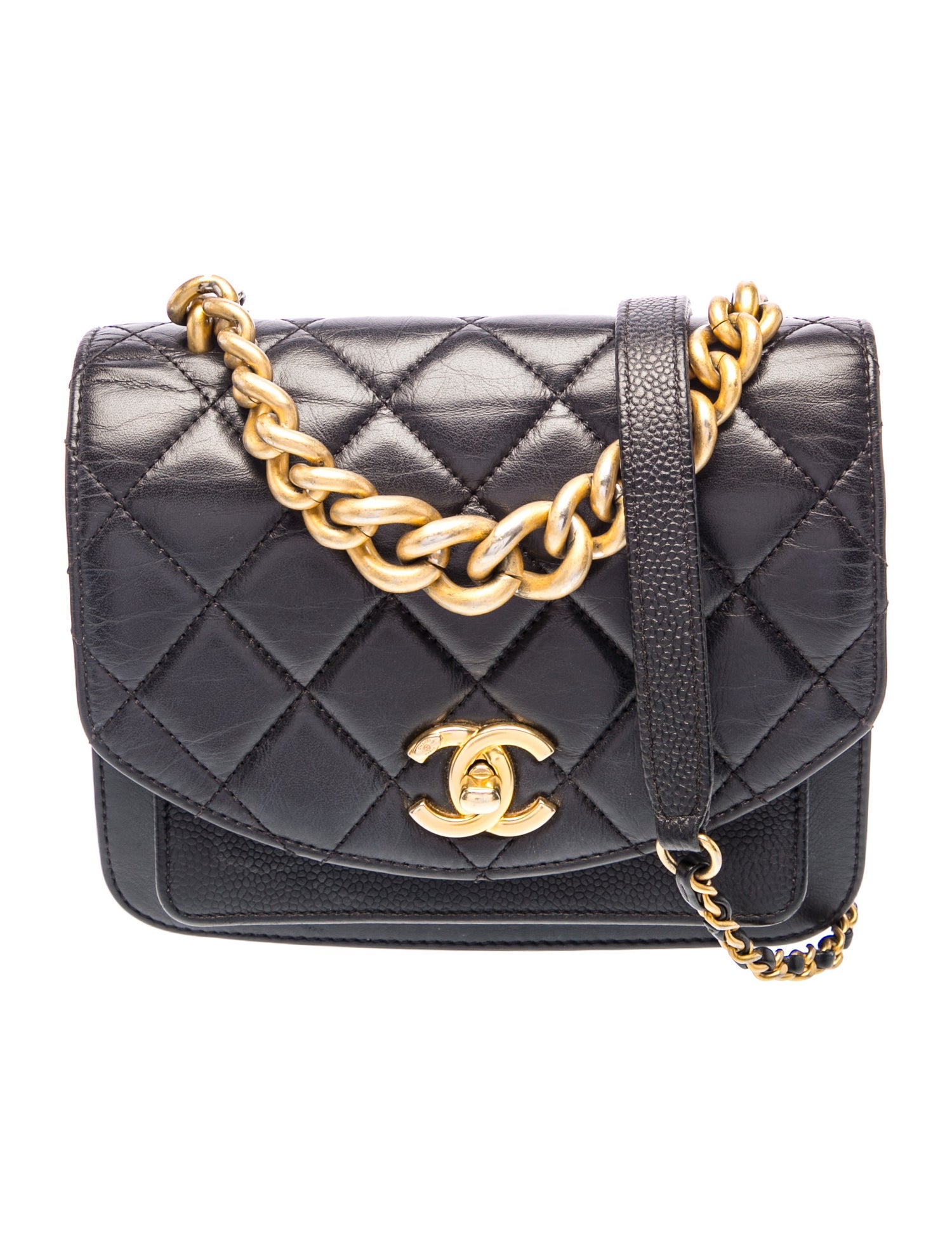 Quilted Chain Handle Flap Bag