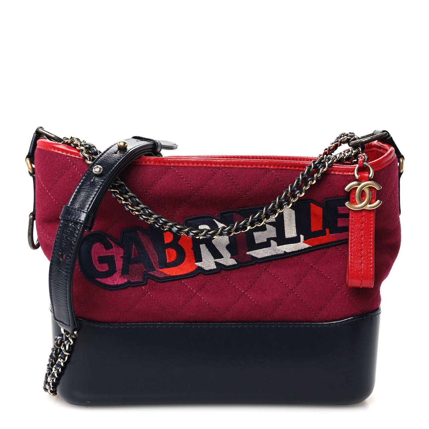 Chanel Wool Calfskin Quilted Medium Gabrielle Hobo Red