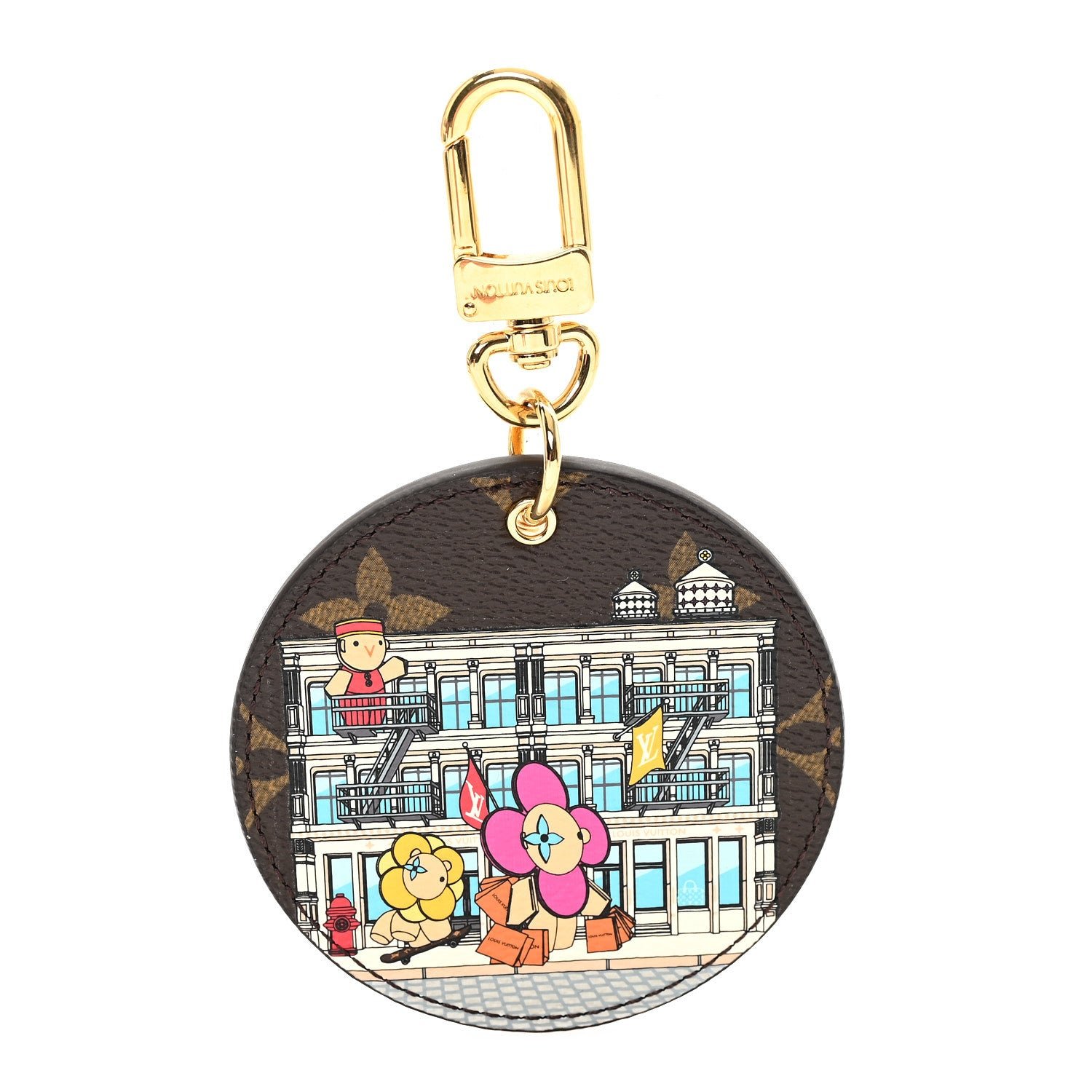 Louis Vuitton Monogram 2022 Christmas Animation New York Soho Bag Charm Key Ring Yellow