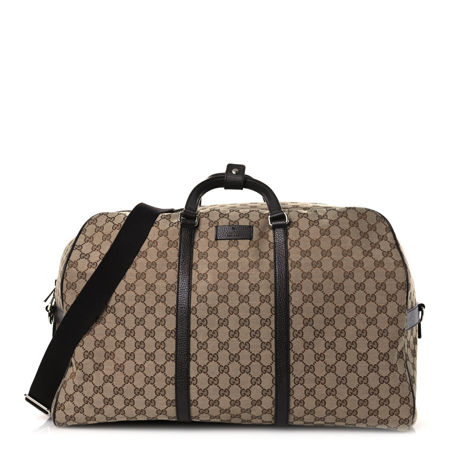 Gucci Monogram Dollar Calfskin Large Boston Duffle Bag Beige Ebony Testa di Moro Marrone Scuro
