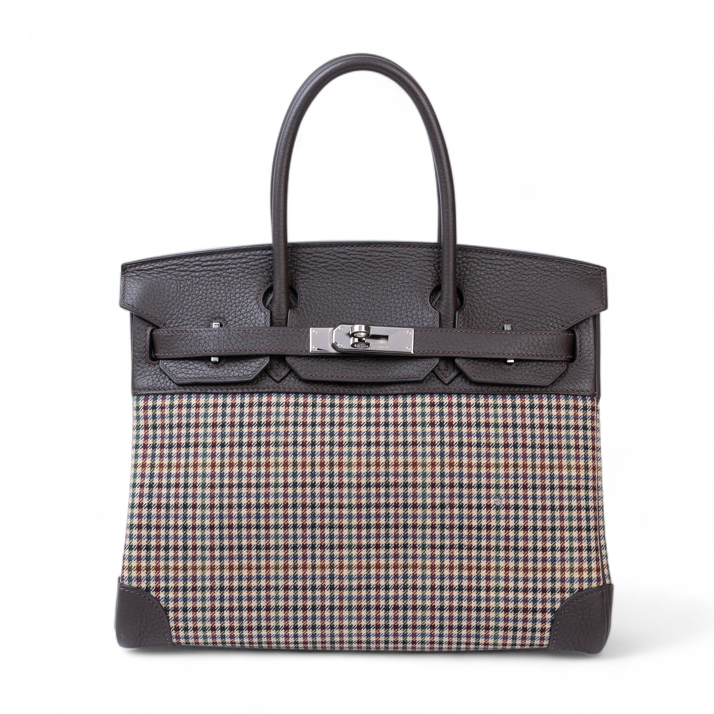 Good ( Rank AB) HERMÈS Birkin 30 Ebene (46) Clemence Palladium hardware Square J (2006)