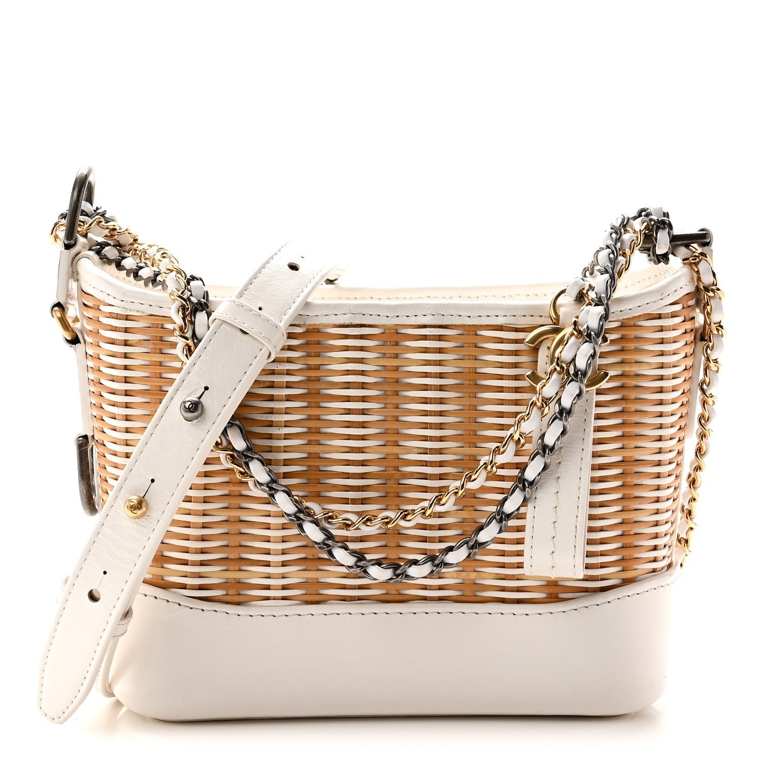 Chanel Rattan Calfskin Small Gabrielle Hobo Beige Ivory
