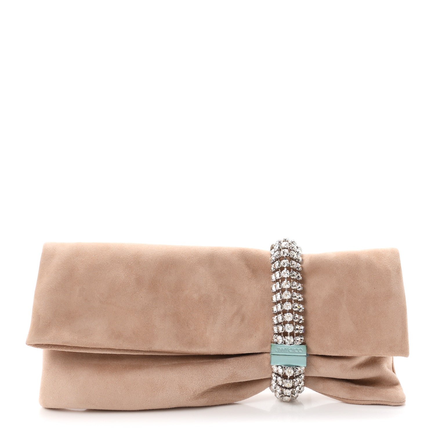 Jimmy Choo Jimmy Choo Shimmer Suede Crystal Chandra Clutch Blush