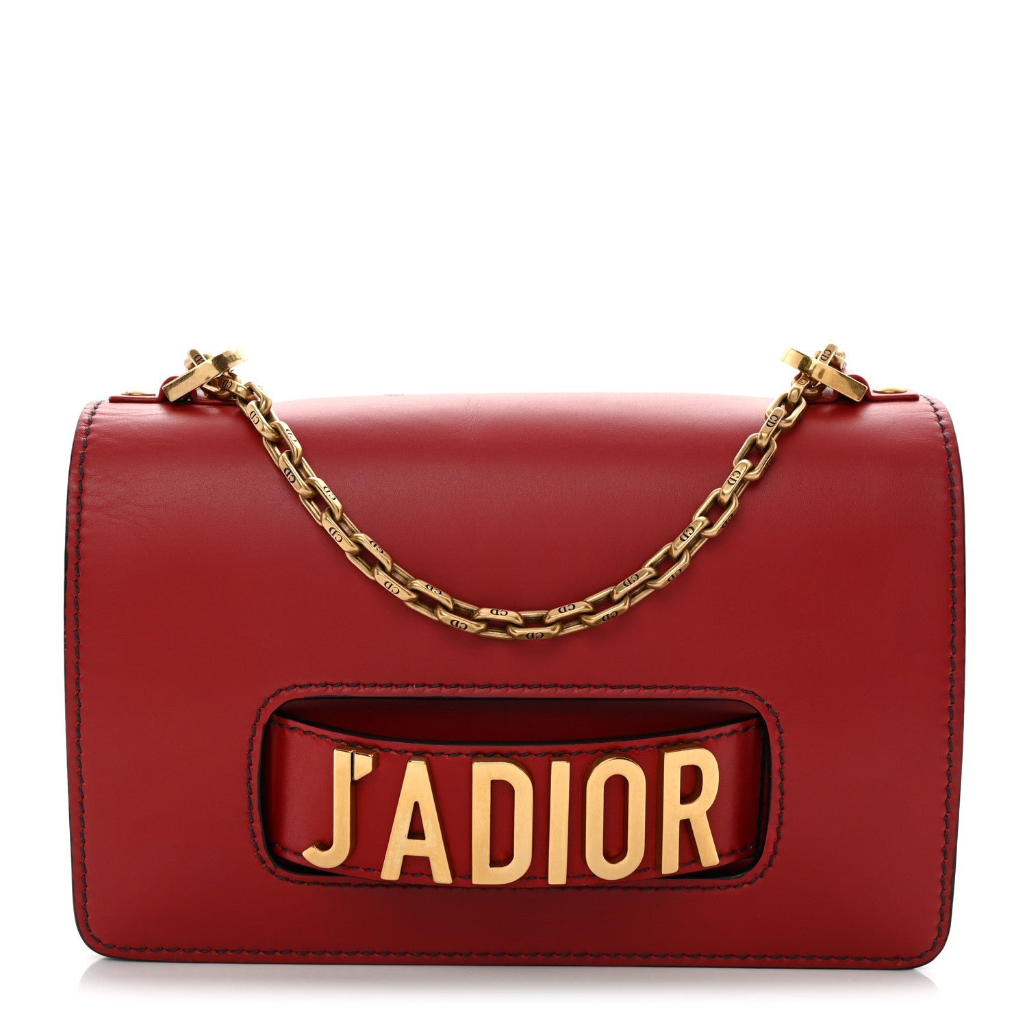 Christian Dior Calfskin J'Adior Chain Flap Bag Red