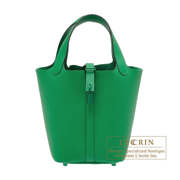Hermes Hermes Picotin Lock Monochrome bag 18/PM So-green Bambou Clemence leather Green hardware