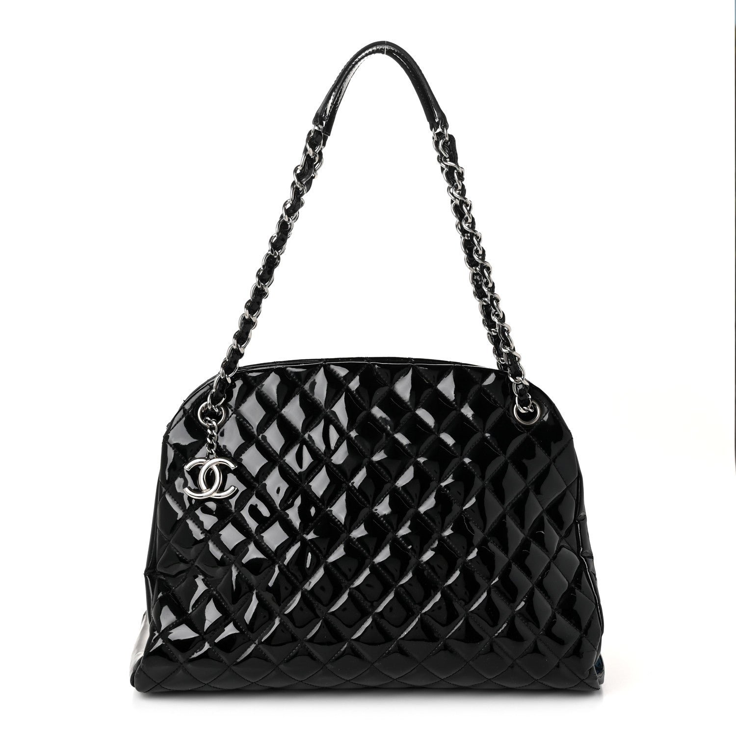Chanel Patent Quilted Large Just Mademoiselle Bowling Bag Black