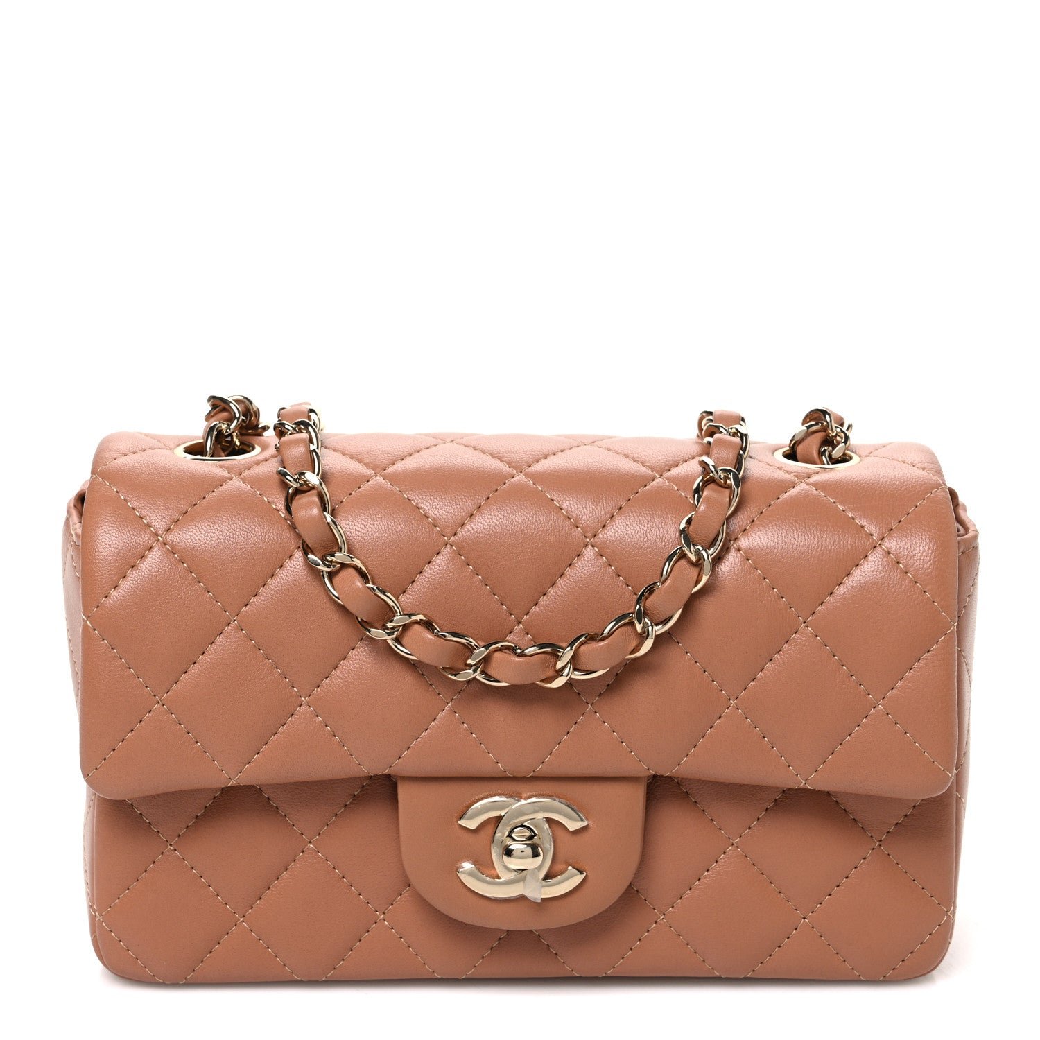 Chanel Lambskin Quilted Mini Rectangular Flap Brown