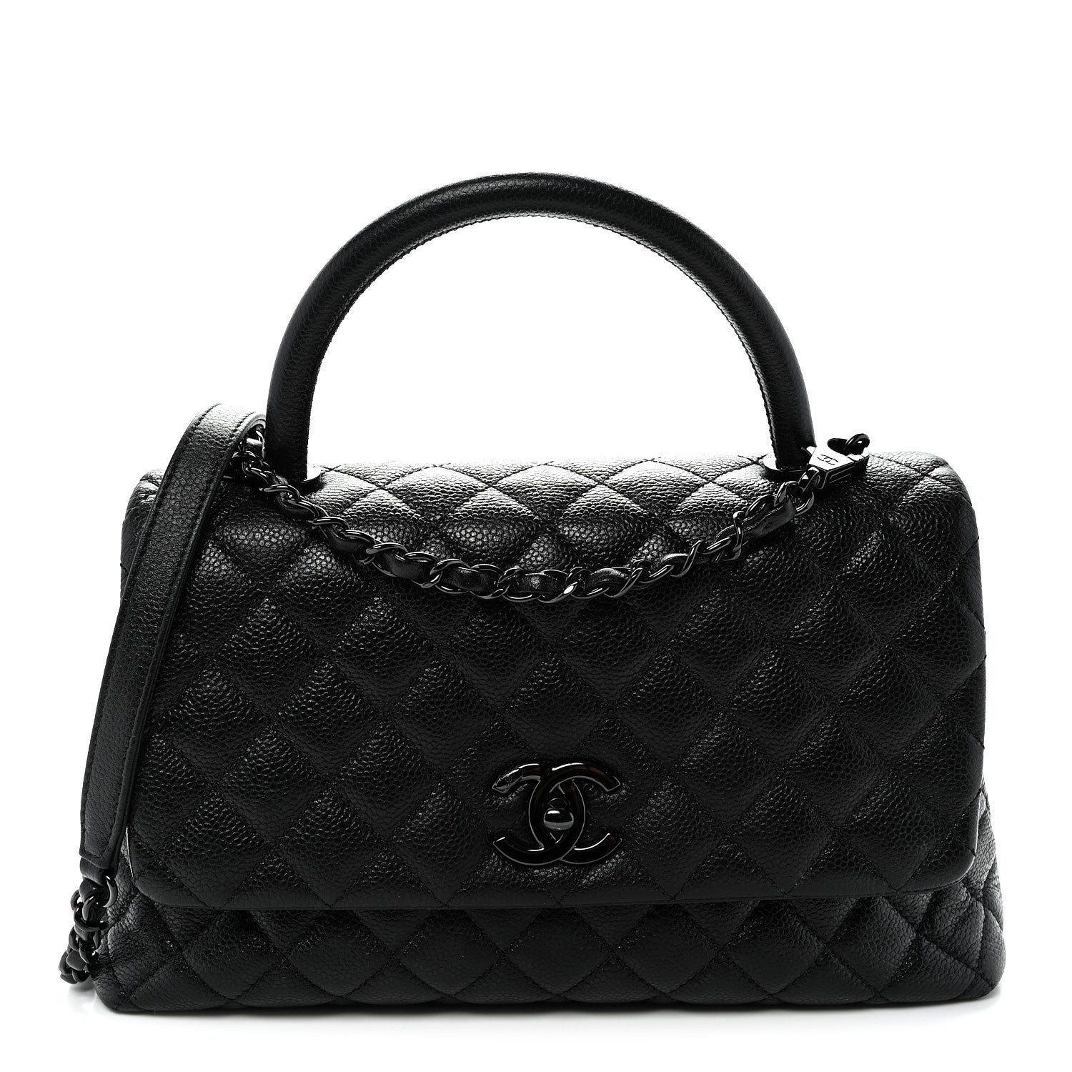Chanel Caviar Quilted Small Coco Handle Flap So Black