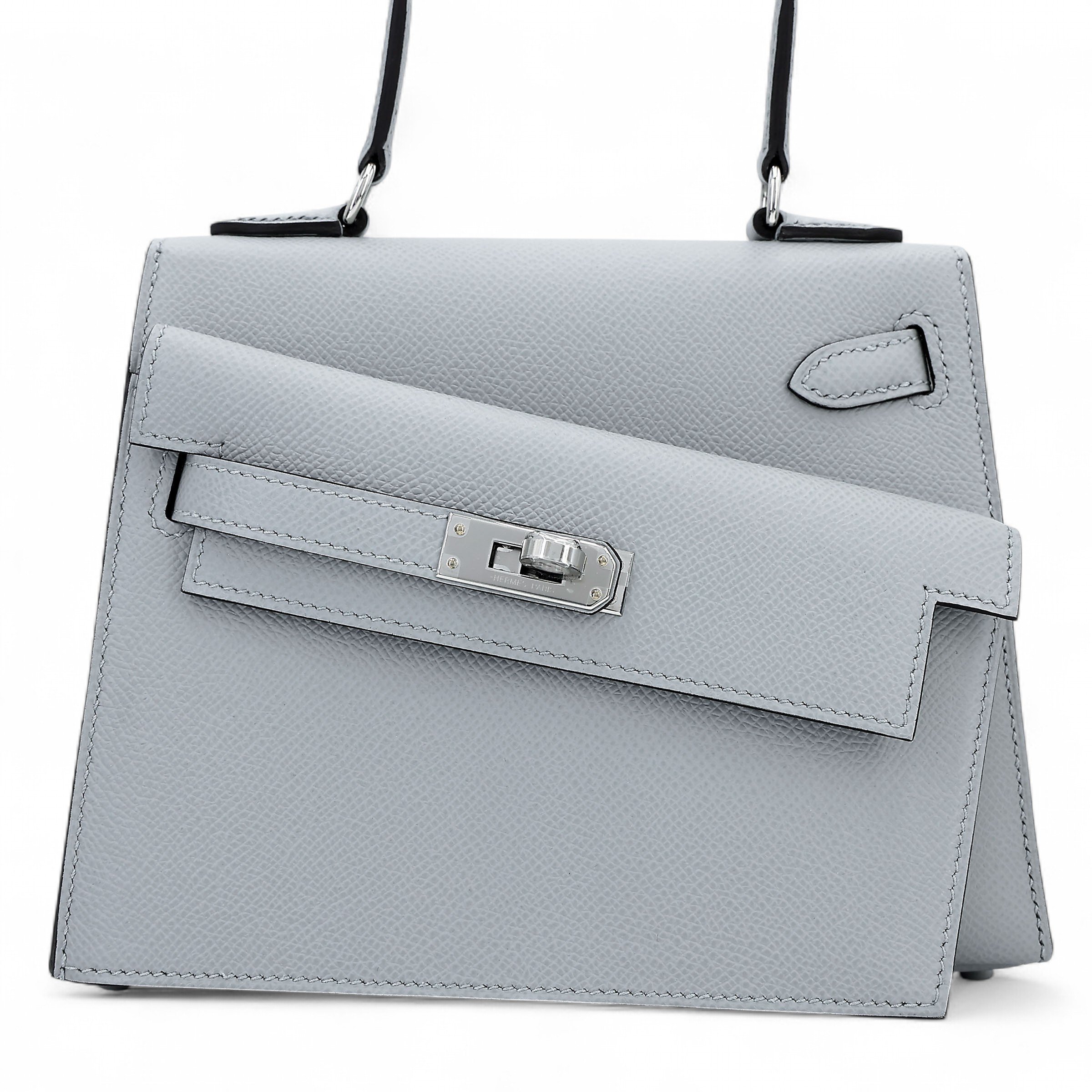 Hermes Brand New ( Rank N ) HERMÈS Limited Edition Kelly 20 en Desordre Bleu Glacier (8U) Epsom Palladium hardware K (2025)