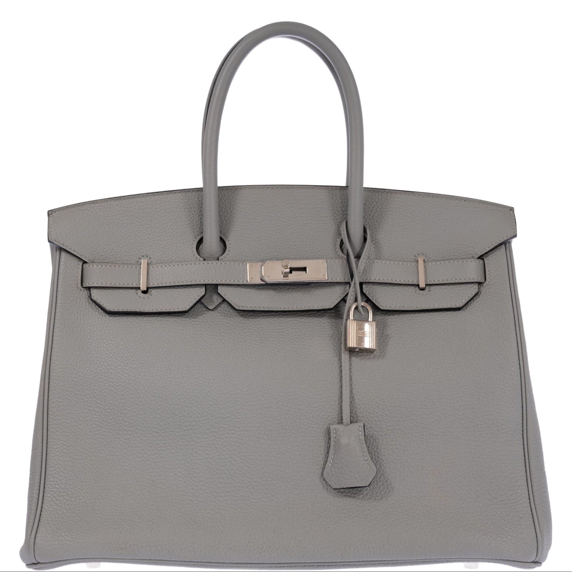Hermes Hermès Birkin 35 HSS Bi-Color Gris Mouette and Vert Foncé Togo Palladium Hardware