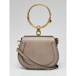 Chloe Chloe Motty Grey Leather/Suede Small Nile Bracelet Bag