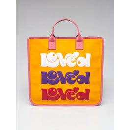 Gucci Gucci Pink/Yellow Coated Canvas Rainbow "Loved" Children's Tote Bag	