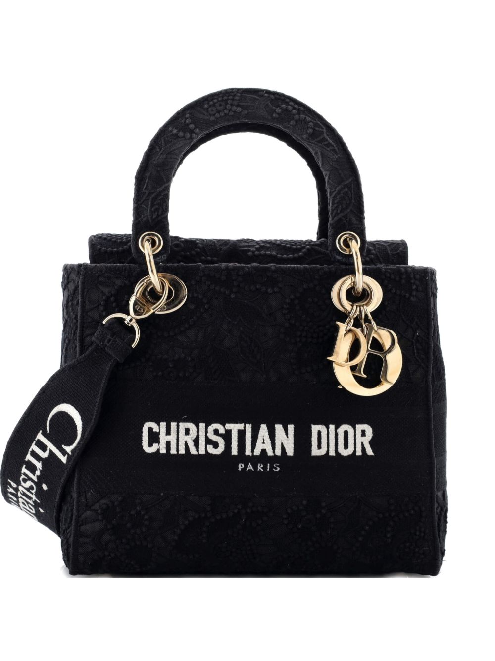 Lady D-Lite Bag Embroidery with Macrame Effect Medium shoulder bag