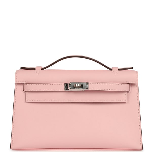 Hermes Kelly Pochette Rose Sakura Swift Palladium Hardware