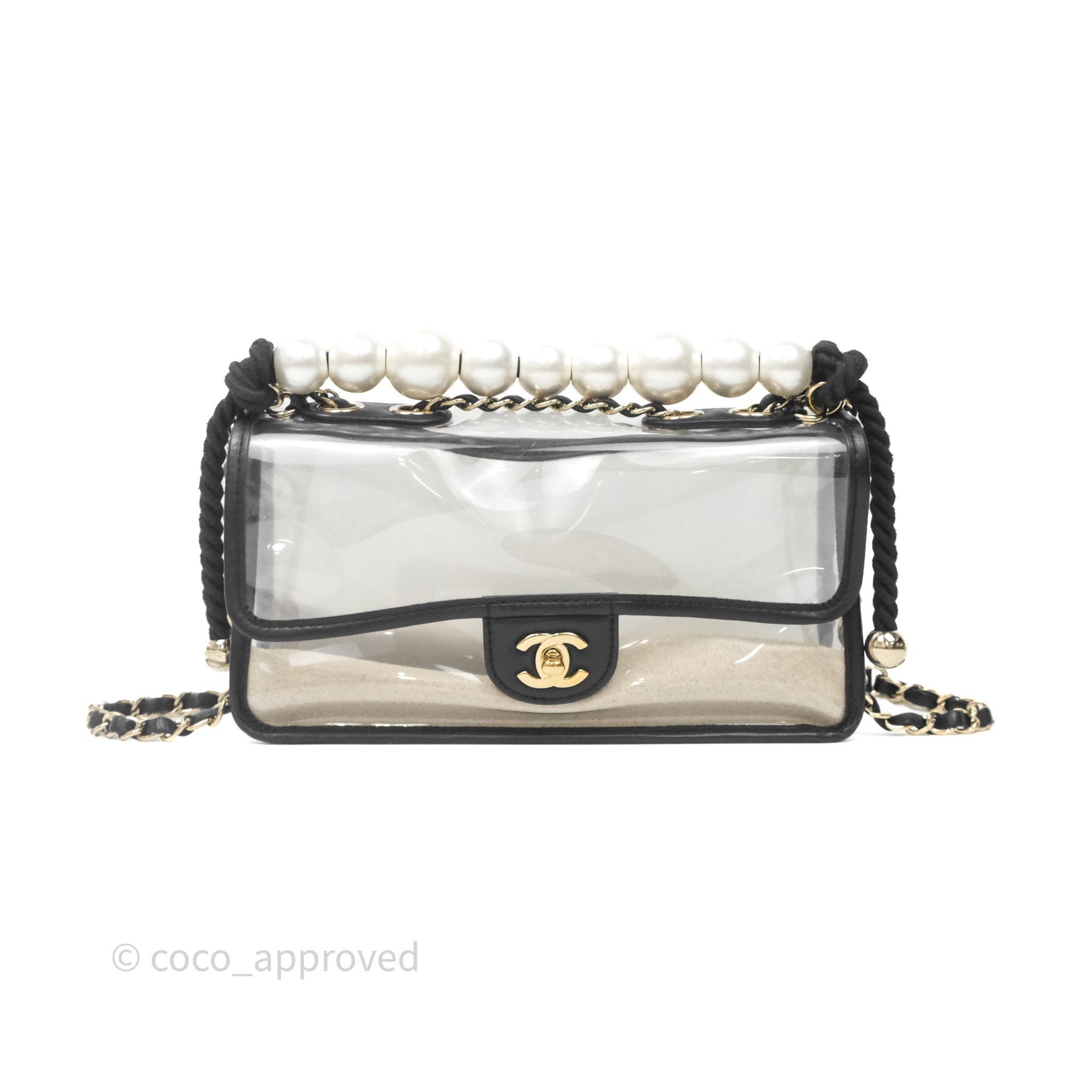 Chanel Medium Sand By The Sea PVC Flap Black Lambskin Gold Hardware