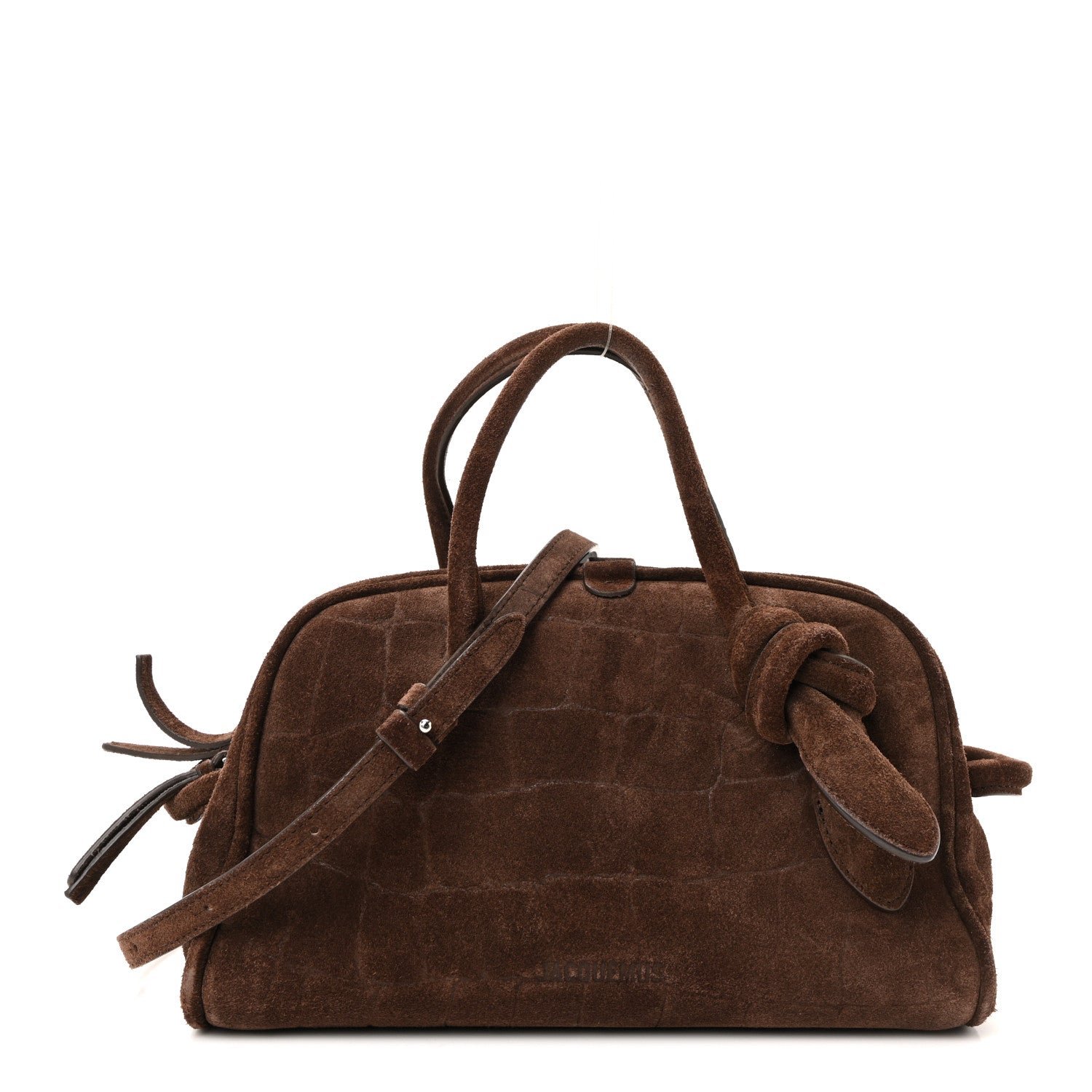 Jacquemus Jacquemus Suede Crocodile Embossed Le Petit Turismo Dark Brown