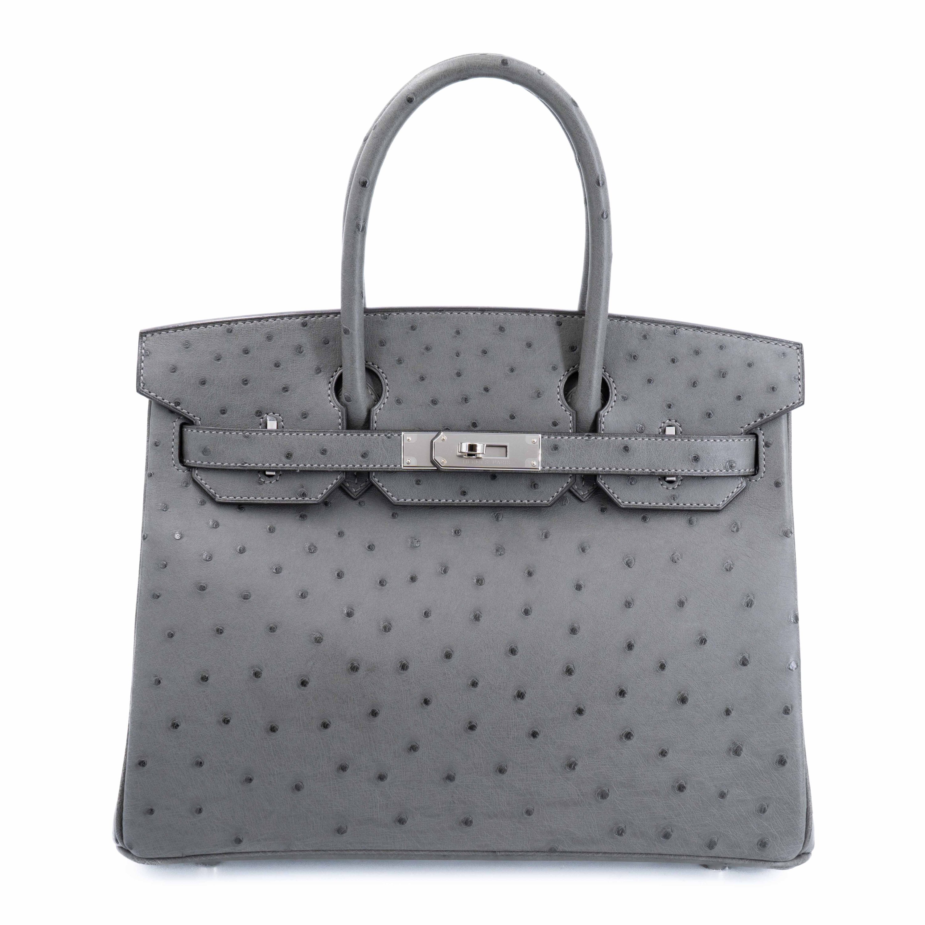 Hermes Unused ( Rank NS ) HERMÈS Birkin 30 Gris Meyer (0L) Ostrich Palladium hardware U (2022)
