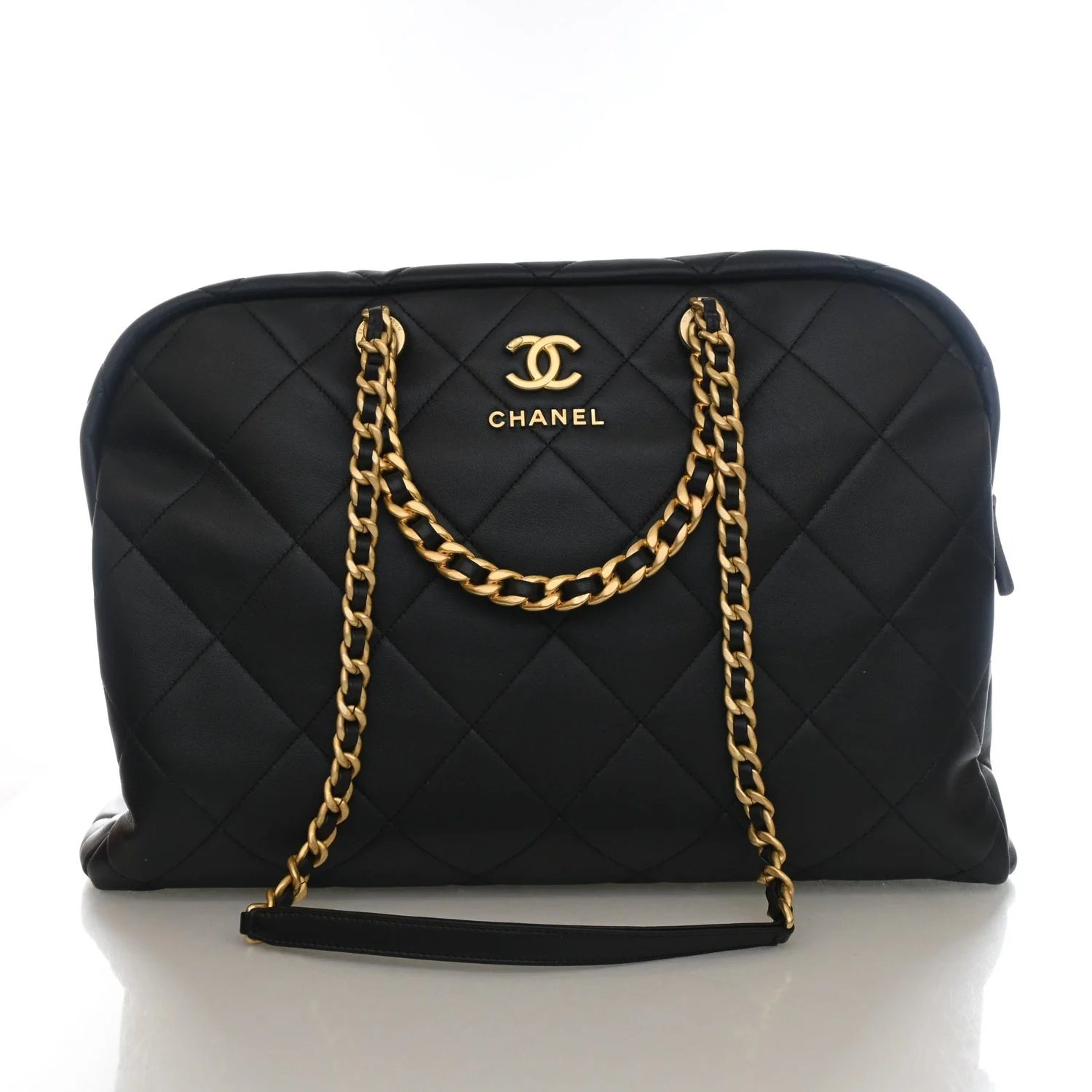 Calfskin Quilted Travel Bowling Bag Maxi