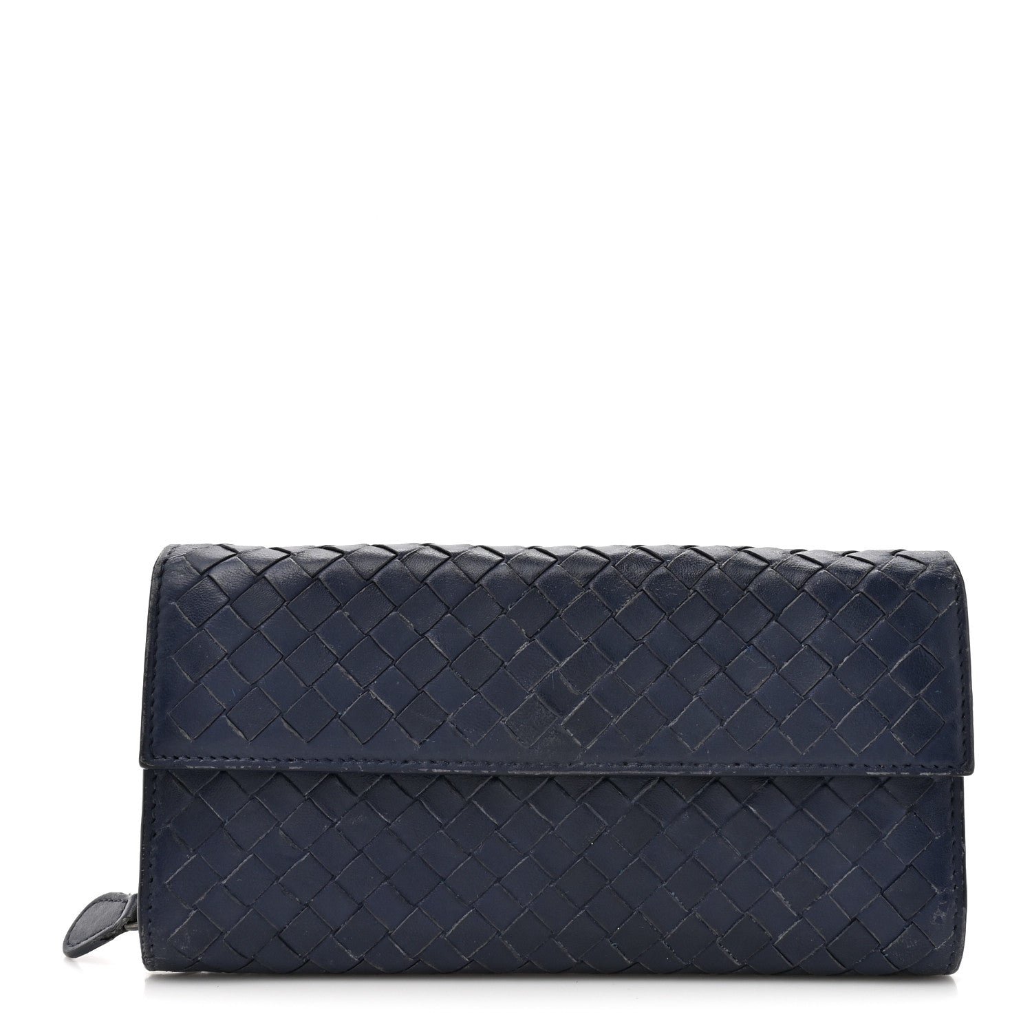 Bottega Veneta Nappa Intrecciato Continental Flap Wallet Dark Blue