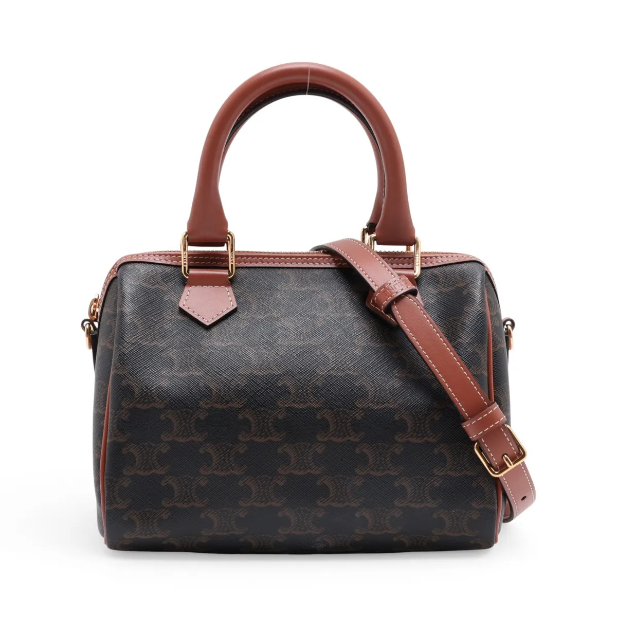 Celine Cuir Triomphe Small Boston PVC & leather 2 Way Handbag Brown