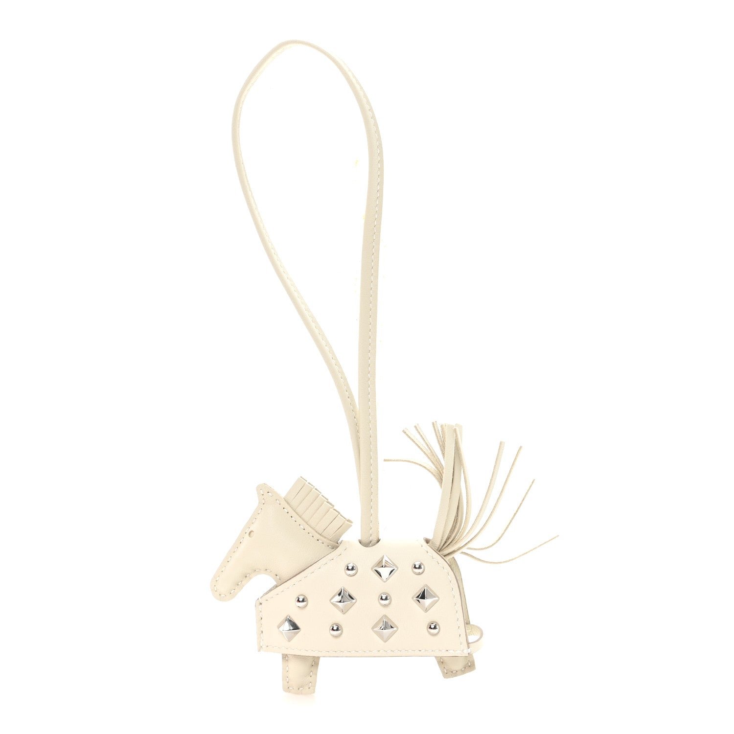 Hermes Hermes Milo Lambskin Studded Grigri Rodeo Robeo Rock Horse Bag Charm PM Craie