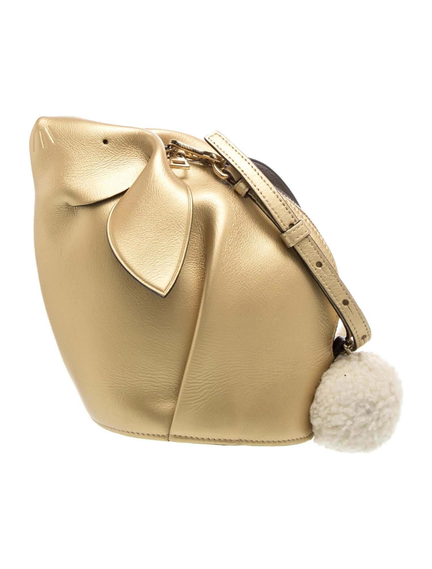 Loewe Leather Metallic Leather Bunny Crossbody Bag