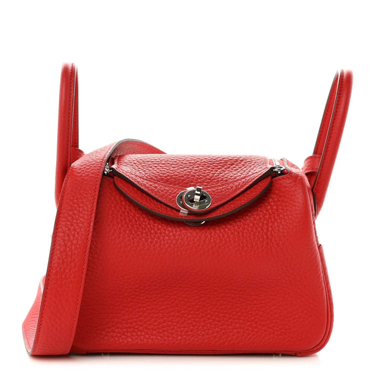 Hermes Taurillon Clemence Mini Lindy 20 Rouge Radieux