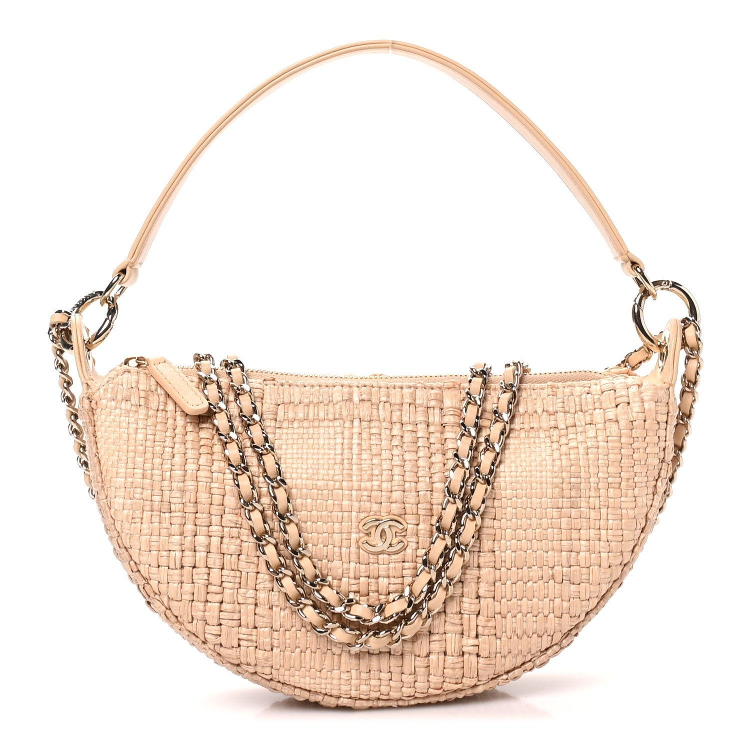 Chanel Raffia Other Shape With Chain Beige