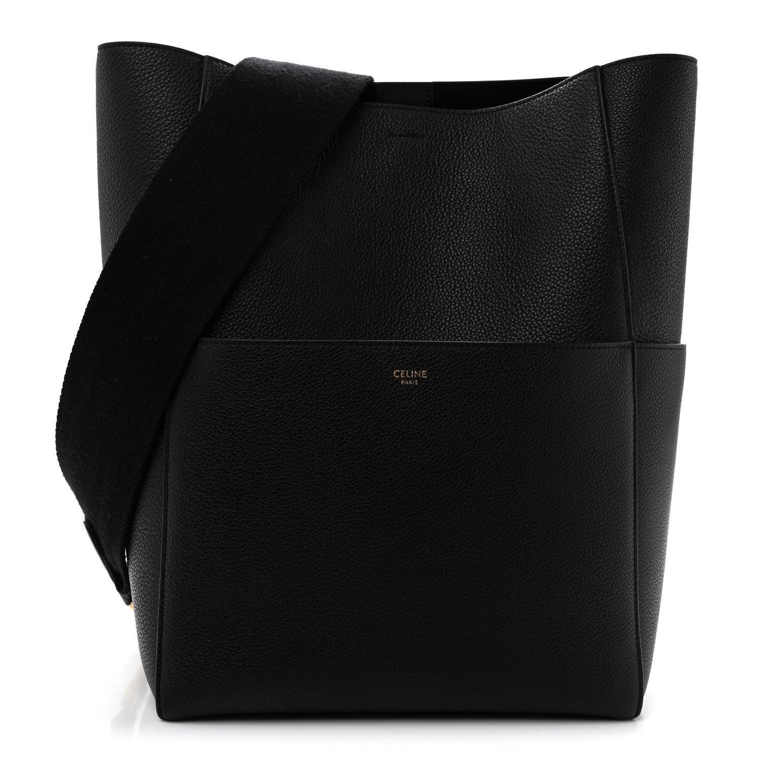 Celine Soft Grained Calfskin Sangle Bucket Bag Black