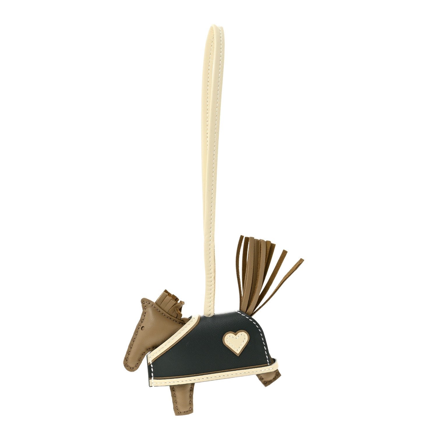 Hermes Hermes Milo Lambskin Grigri Rodeo Robeo Coeur Bag Charm PM Beige Marfa Craie Vert Mangrove