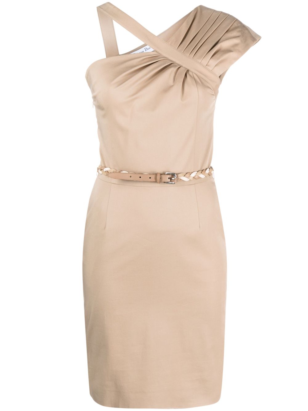 2010s pleated single-shoulder dress