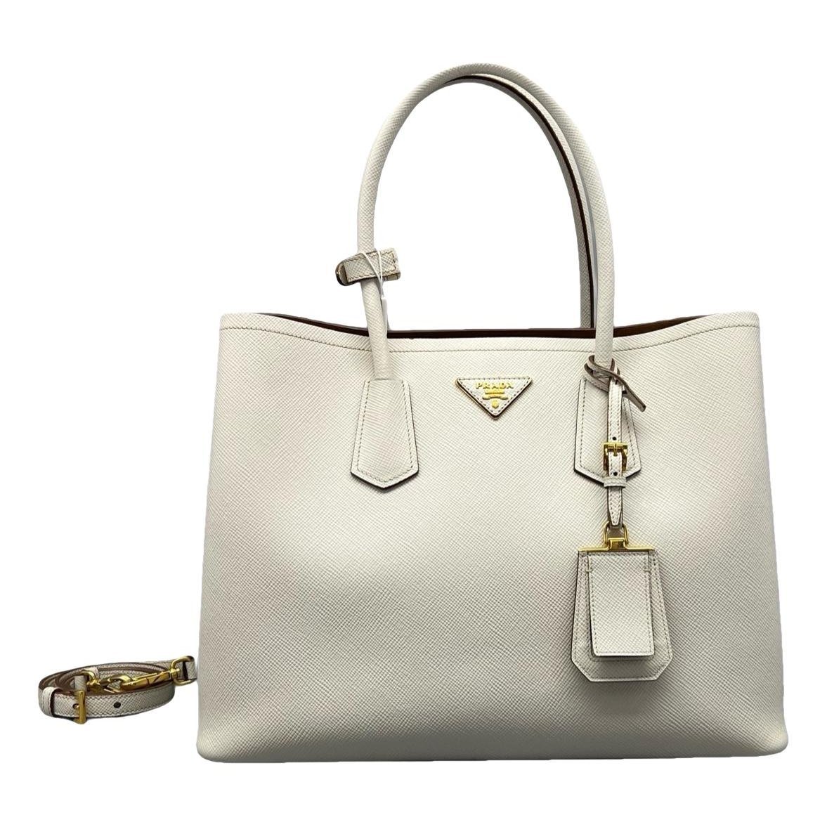 Double leather handbag