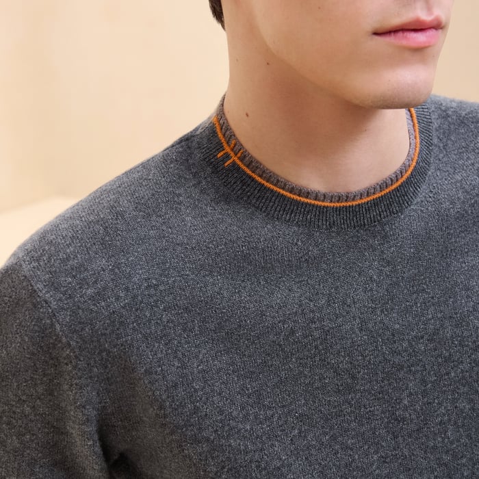 Anthracite Cashmere "Doubles Cotes H" Crewneck Sweater