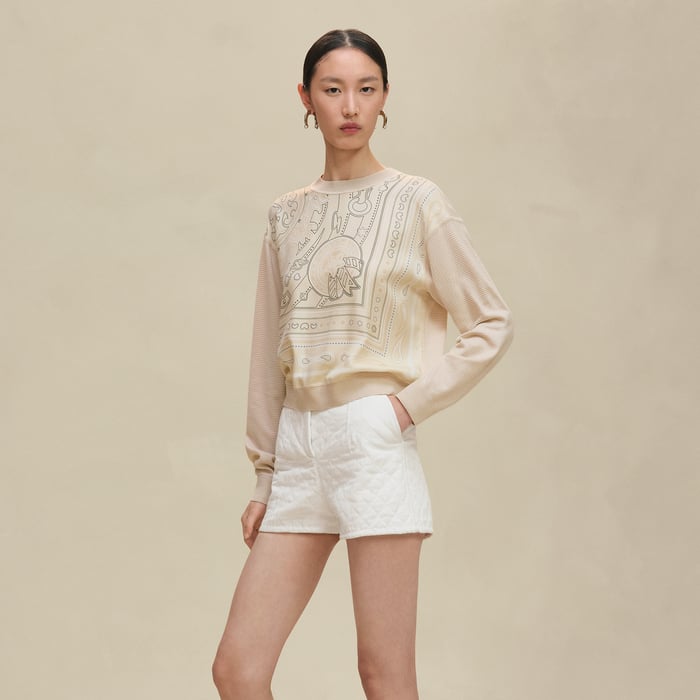 Blanc Perle "Candy Libris" Long-sleeve Twillaine Sweater