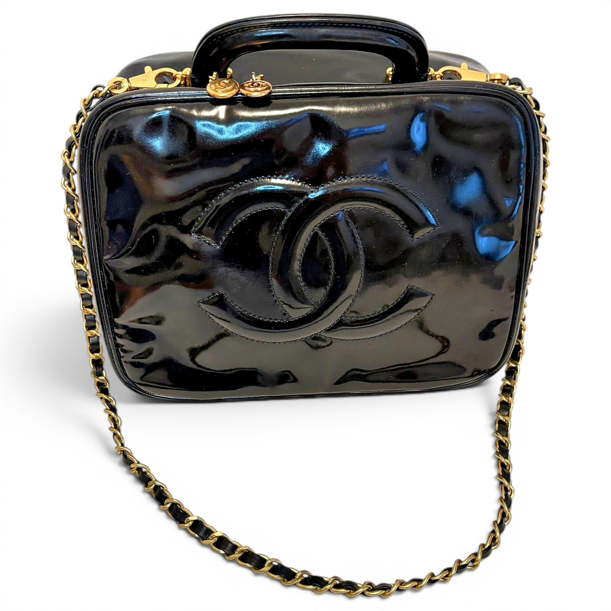 Vanity patent leather handbag