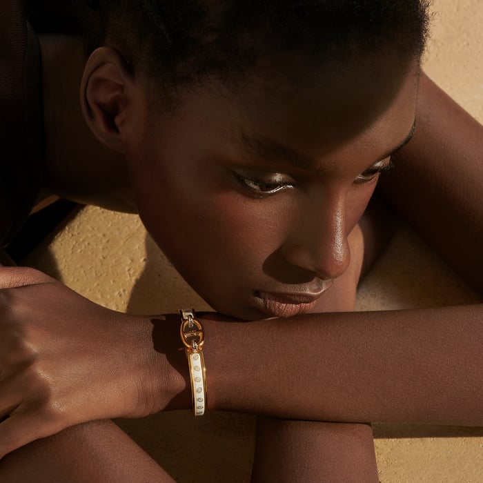 Orfèvre Jaune or Blanc Mini Clic Chaine d'Ancre Maillon Bracelet