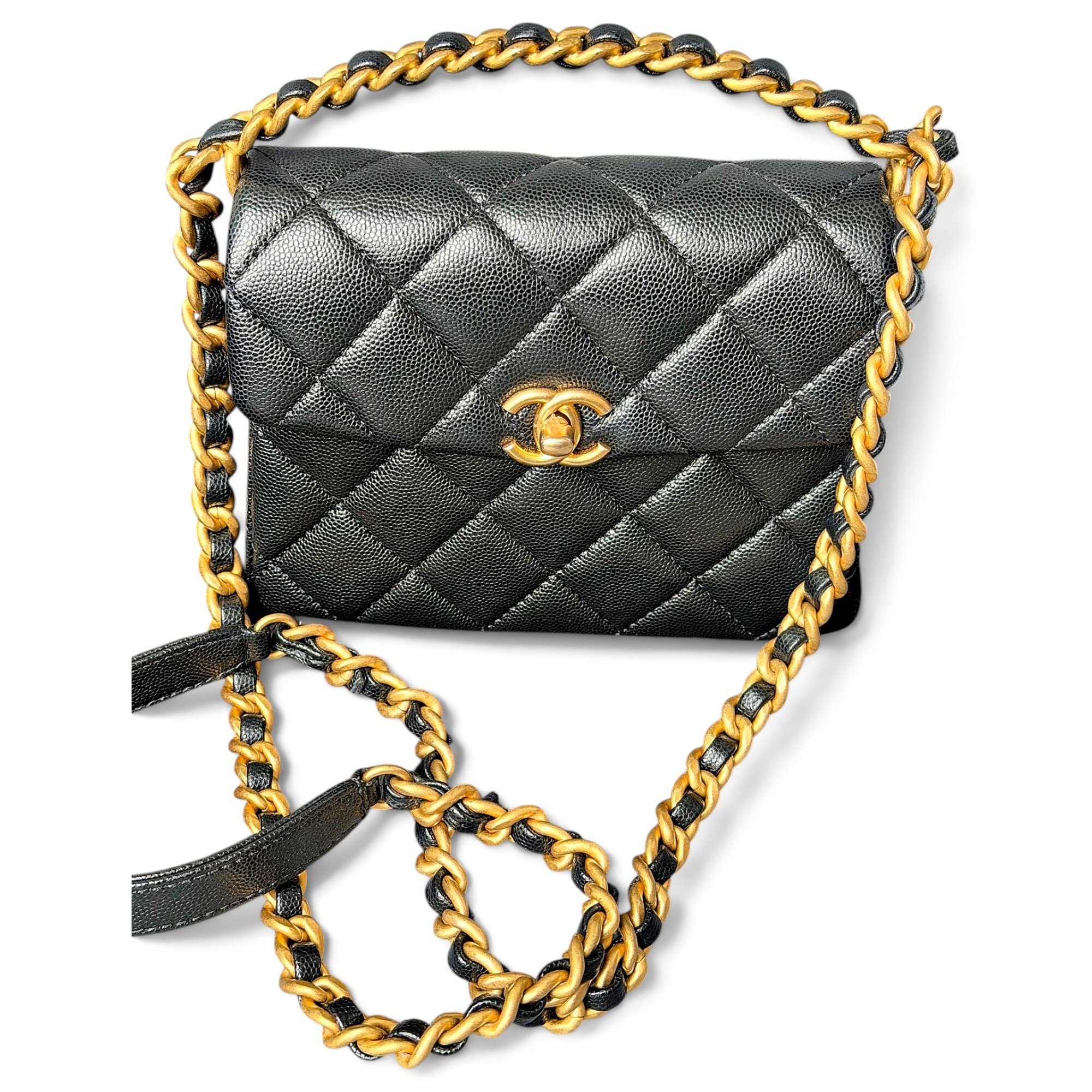 Trendy CC Top Handle leather handbag