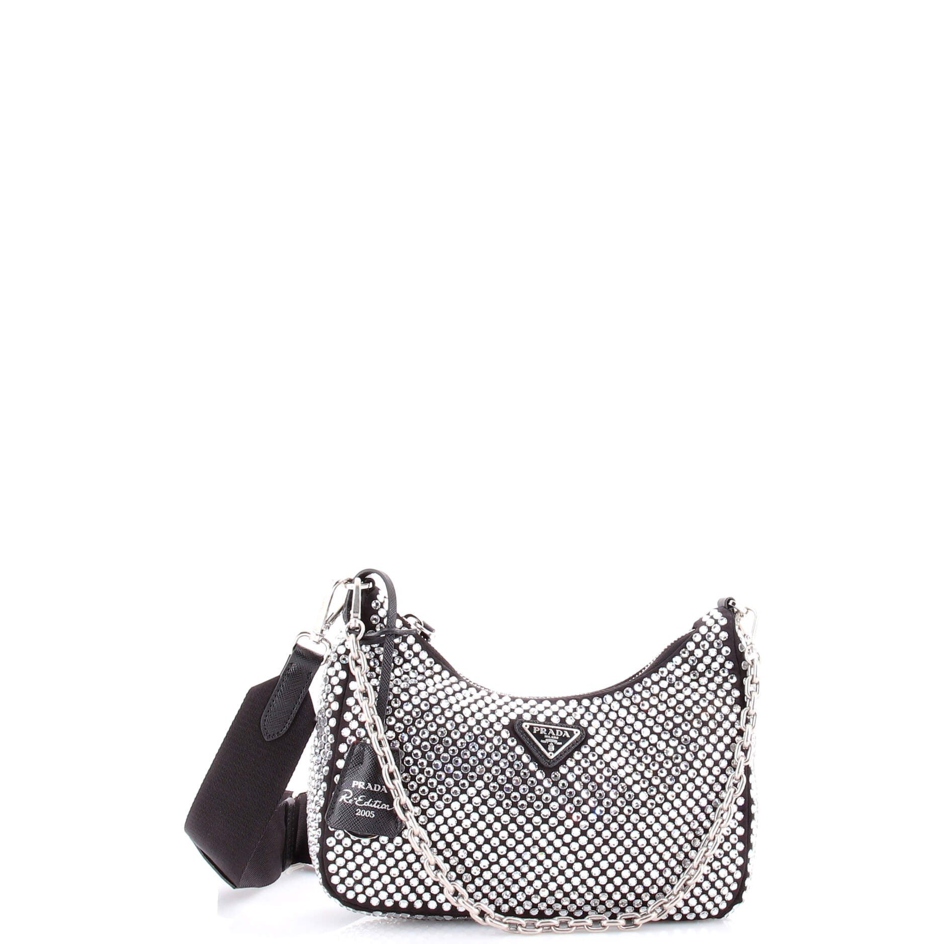 Re-Edition 2005 Shoulder Bag Crystal Embellished Satin Small