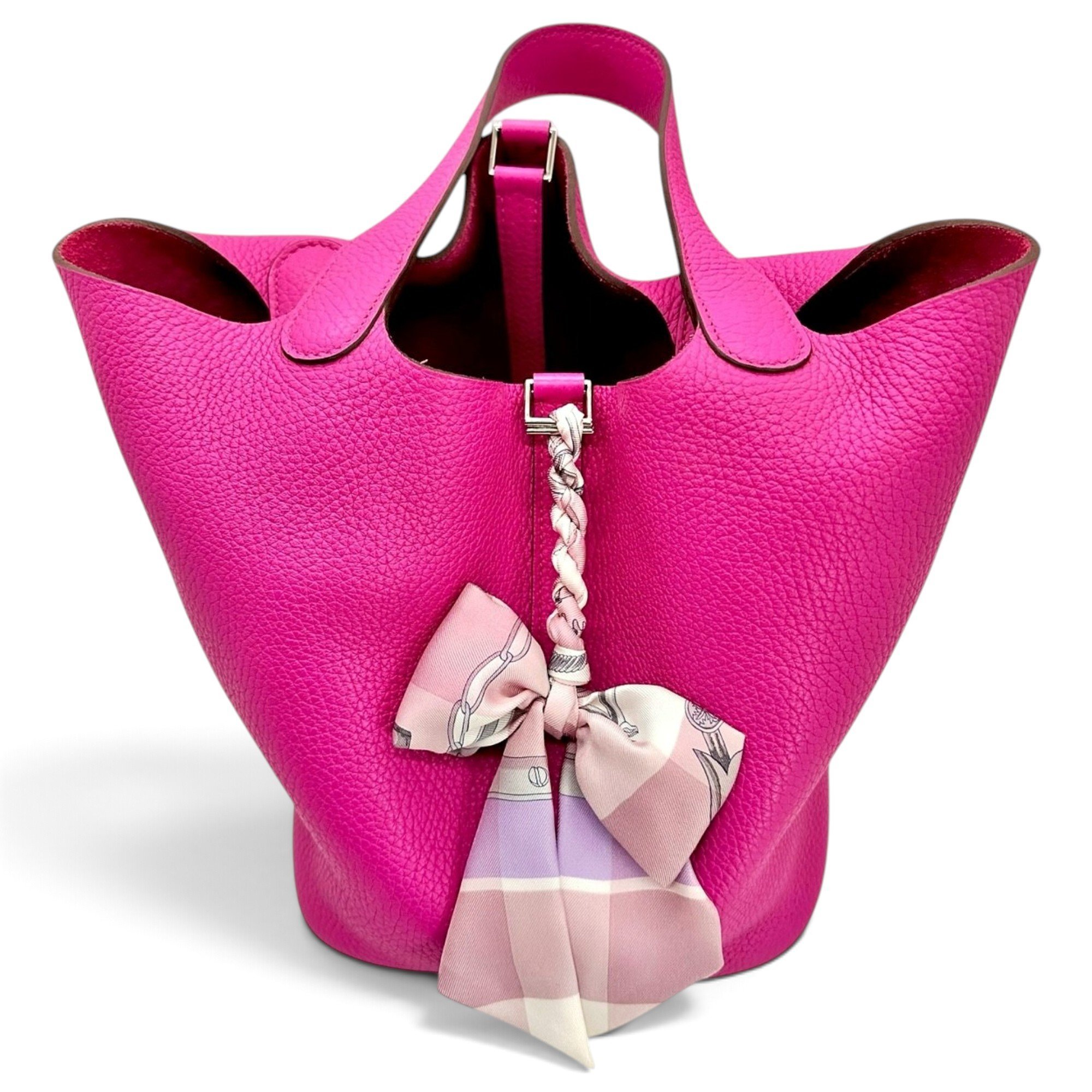 Hermes Picotin Handbag Rose Pourpre Clemence Leather